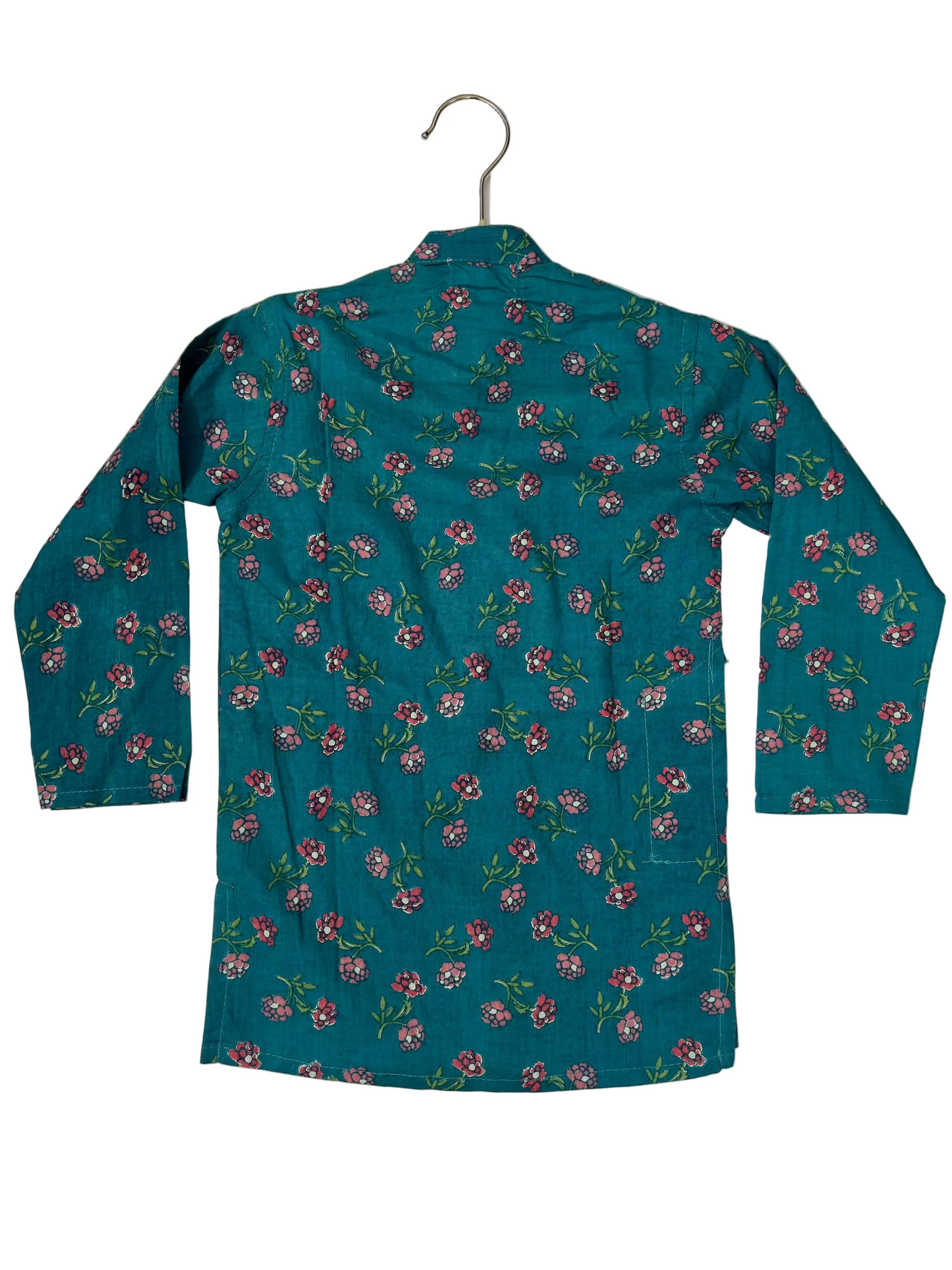 Teal Kurta Payjama set with floral pattern