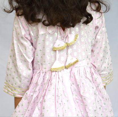 Lilac Foil Print Sharara Set