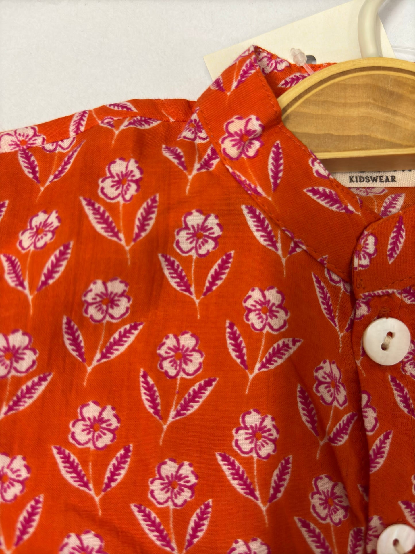 Red printed cotton kurta pyjama set