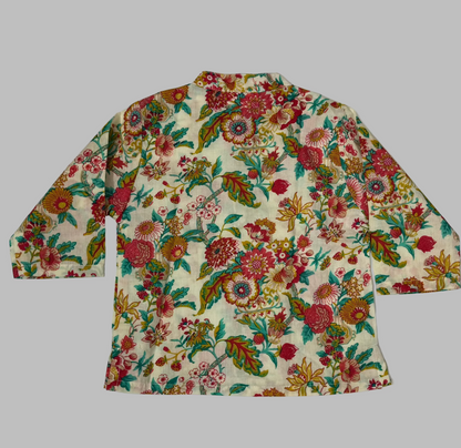 Floral print cotton kurta pyjama set