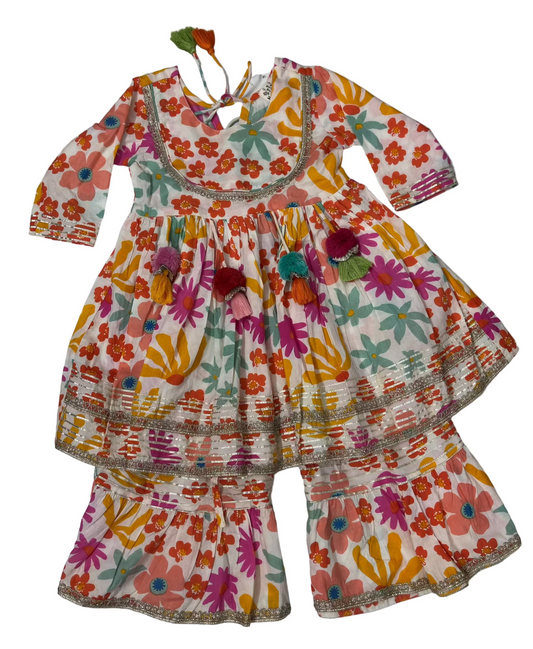 Multicolor Floral Print Sharara Set