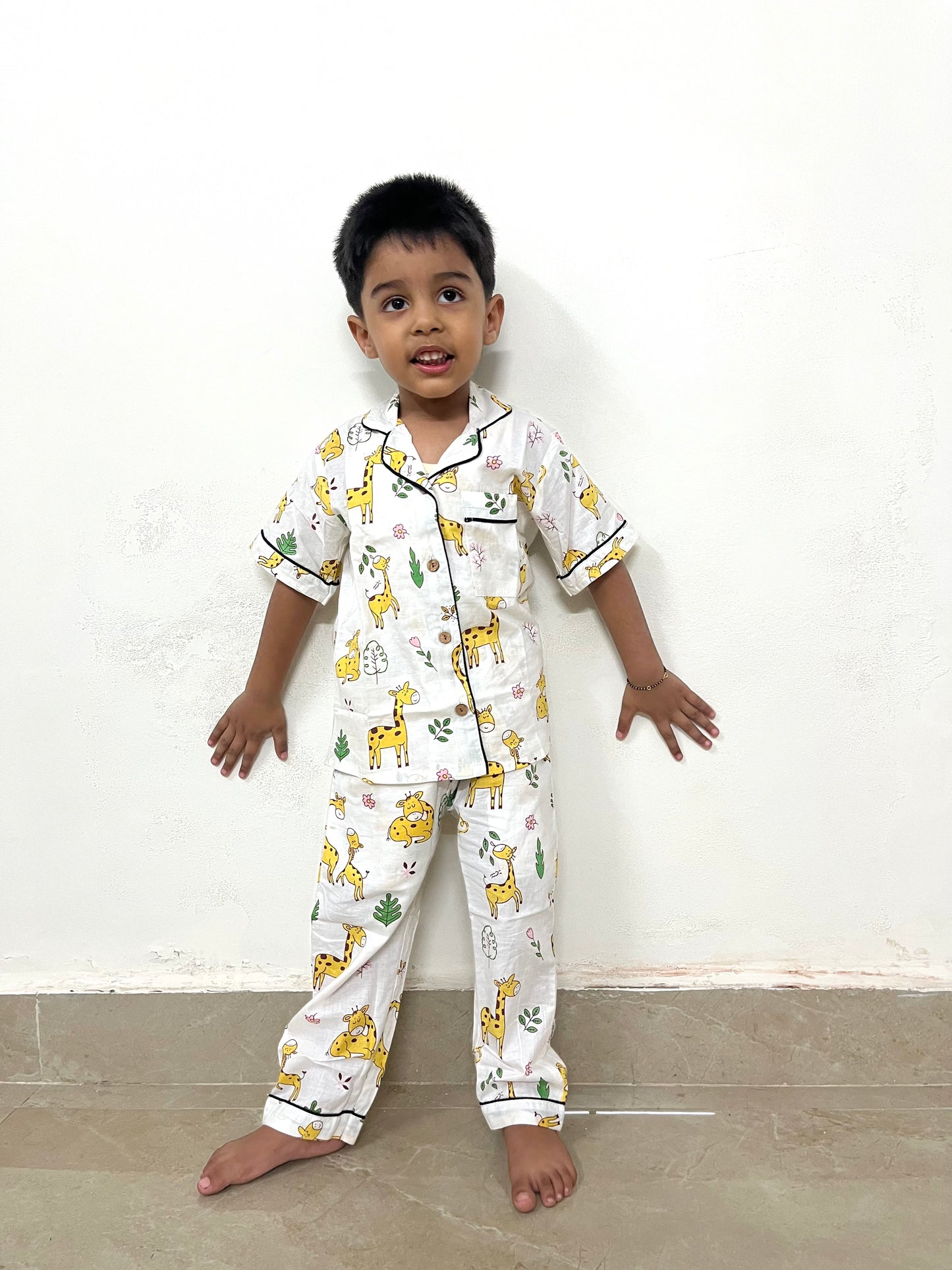 White Animal Print Night Suit