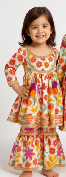 Multicolor Floral Print Sharara Set