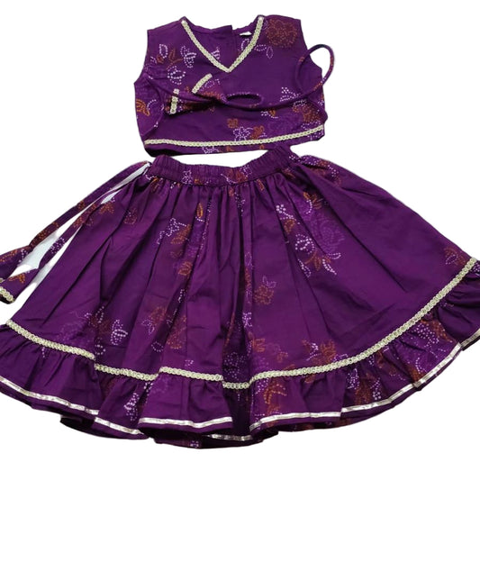 Purple bandhani print lehenga choli set